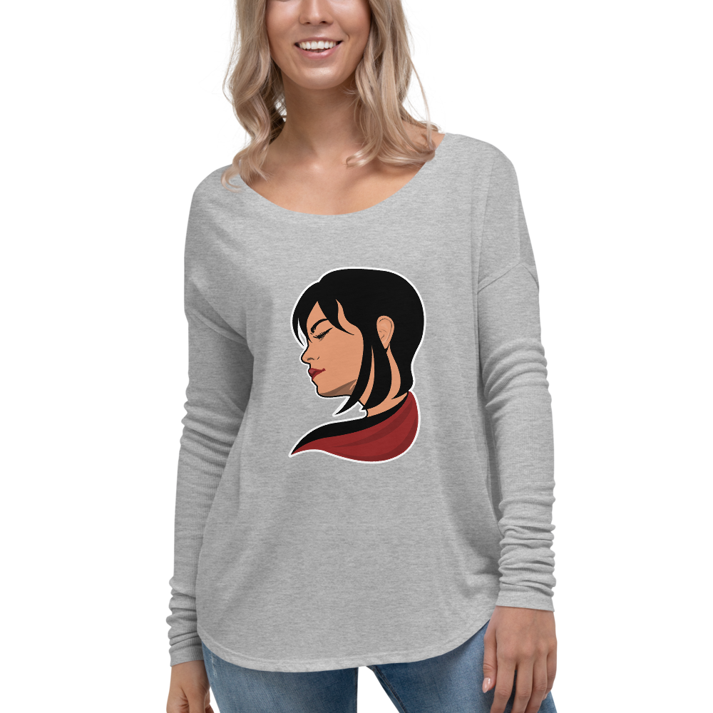 Red Scarf - Ladies' Long Sleeve Tee - RealBigEnvelope