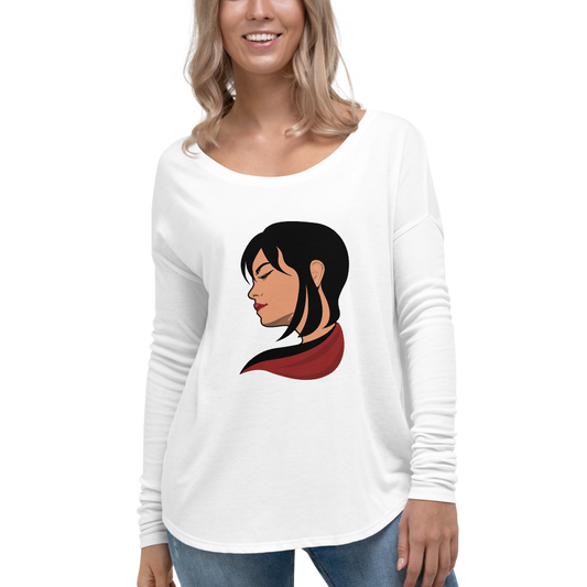 Red Scarf - Ladies' Long Sleeve Tee - RealBigEnvelope