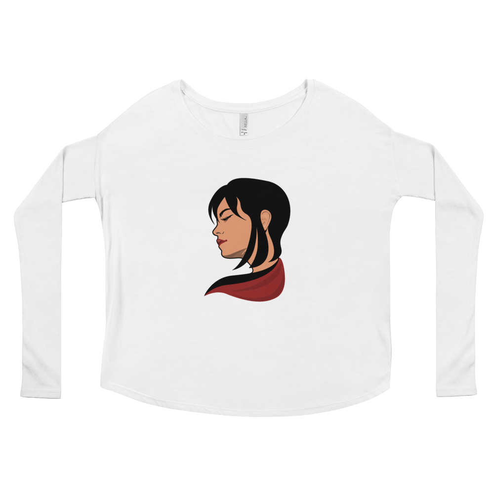 Red Scarf - Ladies' Long Sleeve Tee - RealBigEnvelope