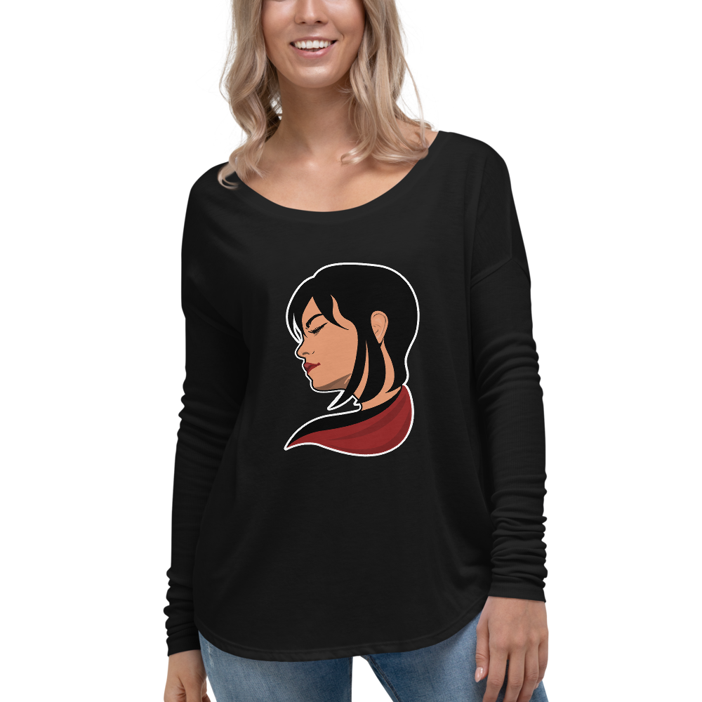 Red Scarf - Ladies' Long Sleeve Tee - RealBigEnvelope