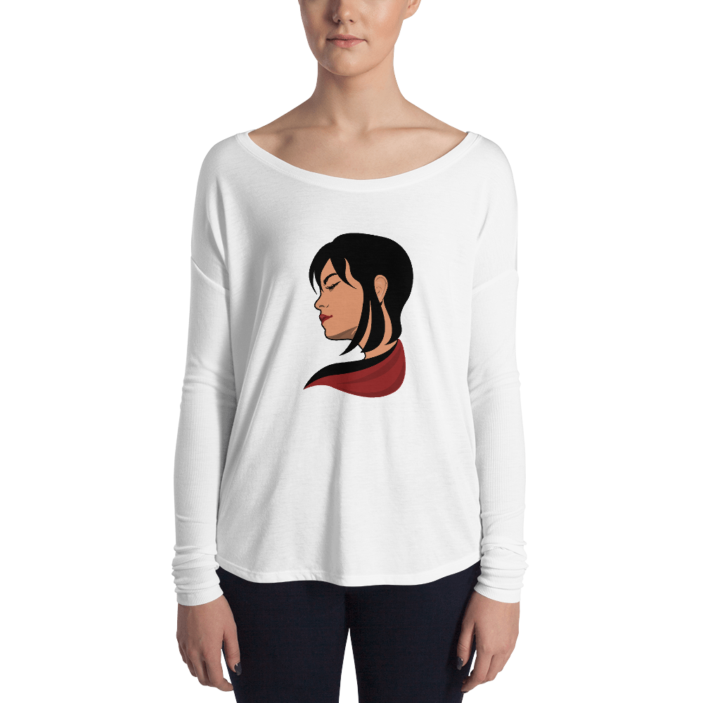Red Scarf - Ladies' Long Sleeve Tee - RealBigEnvelope