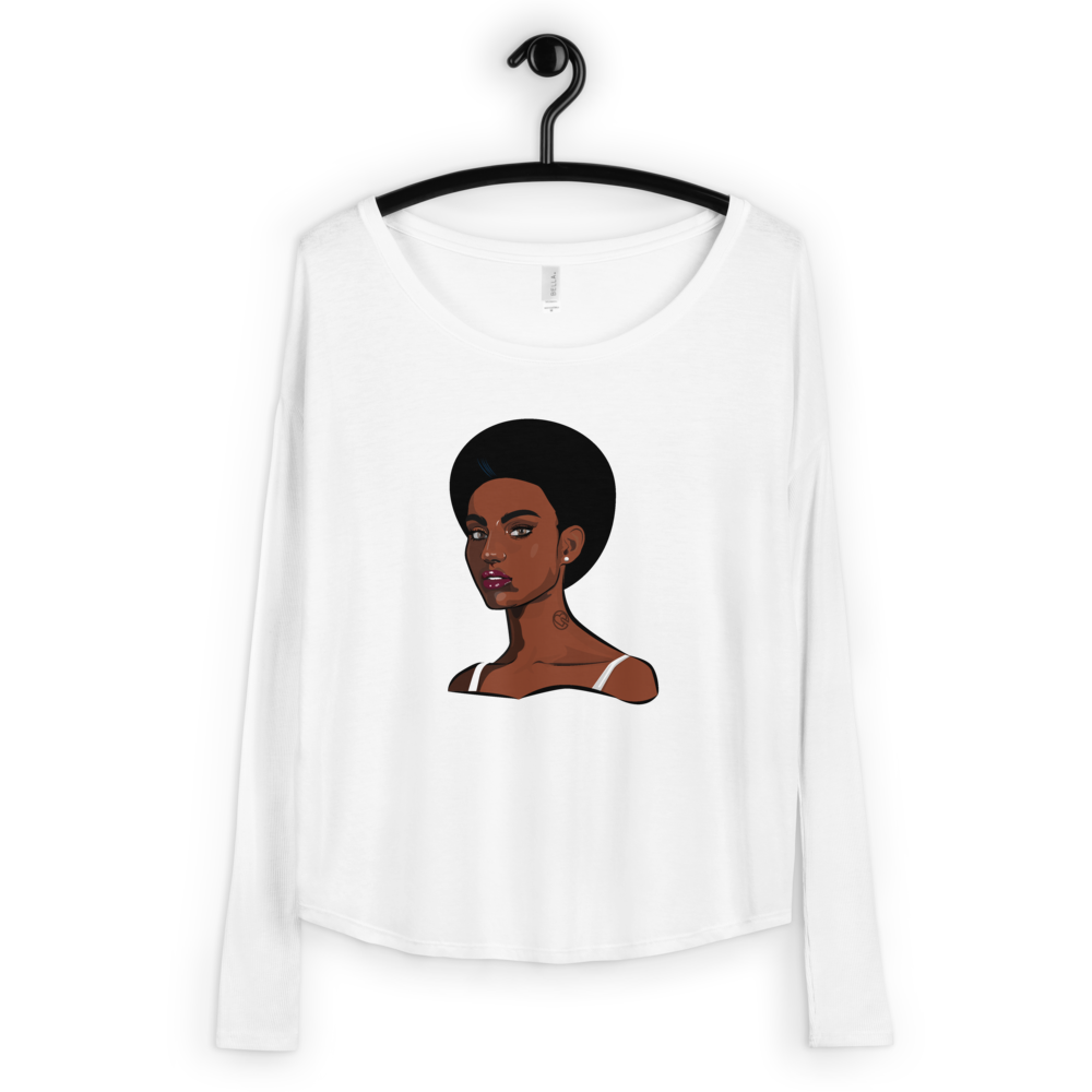Women's Afro Image print on Long Sleeve Tee