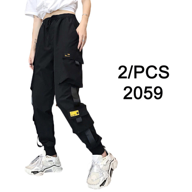 Hot Big Pockets Cargo pants women High Waist Loose Streetwear pants Baggy Tactical Trouser hip hop high quality joggers pants