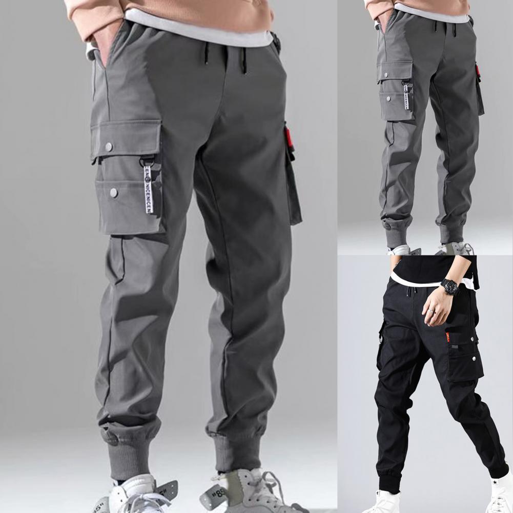 Hot！Autumn Men Pants Hip Hop Harem Joggers Pants 2021New Male Trousers Mens Solid Multi-pocket Cargo Pants Skinny Fit Sweatpants